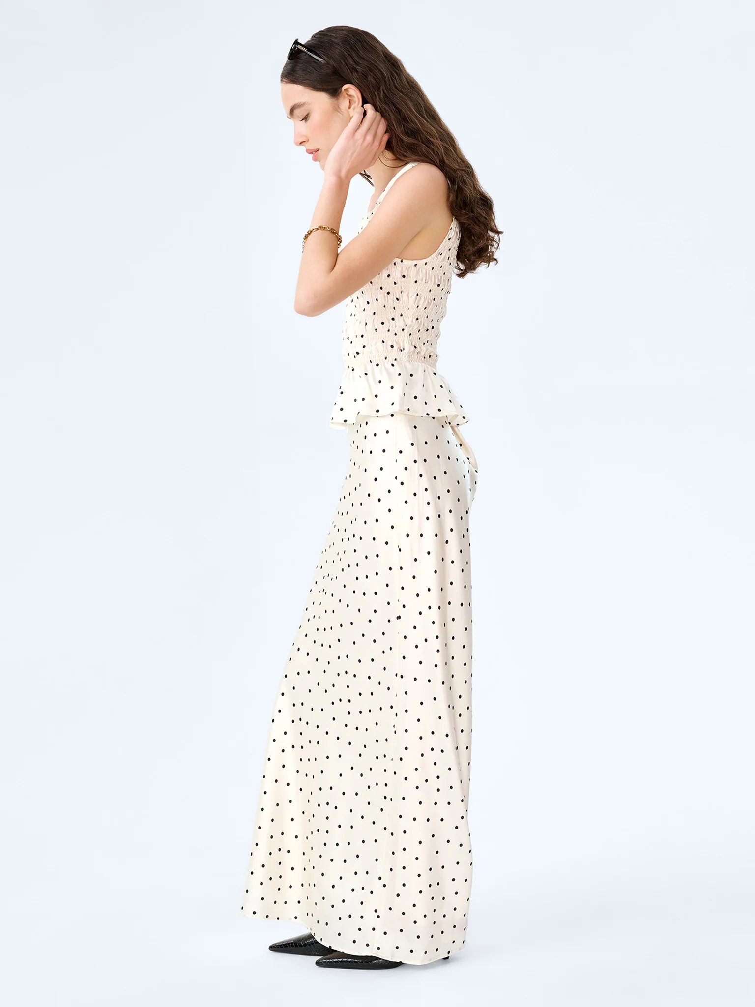 OMNES Monty Skirt in White Polka Dot - 2