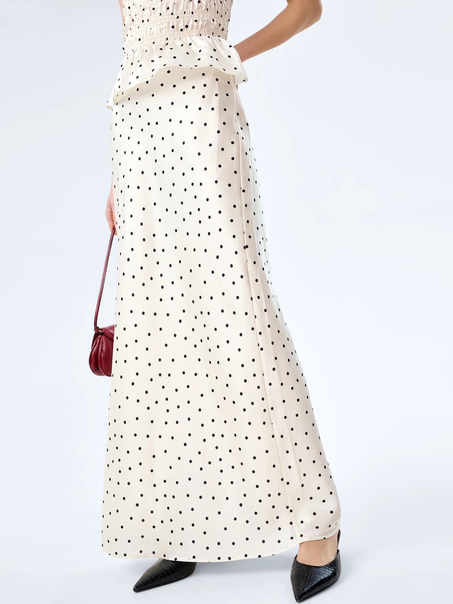 OMNES Monty Skirt in White Polka Dot - 3