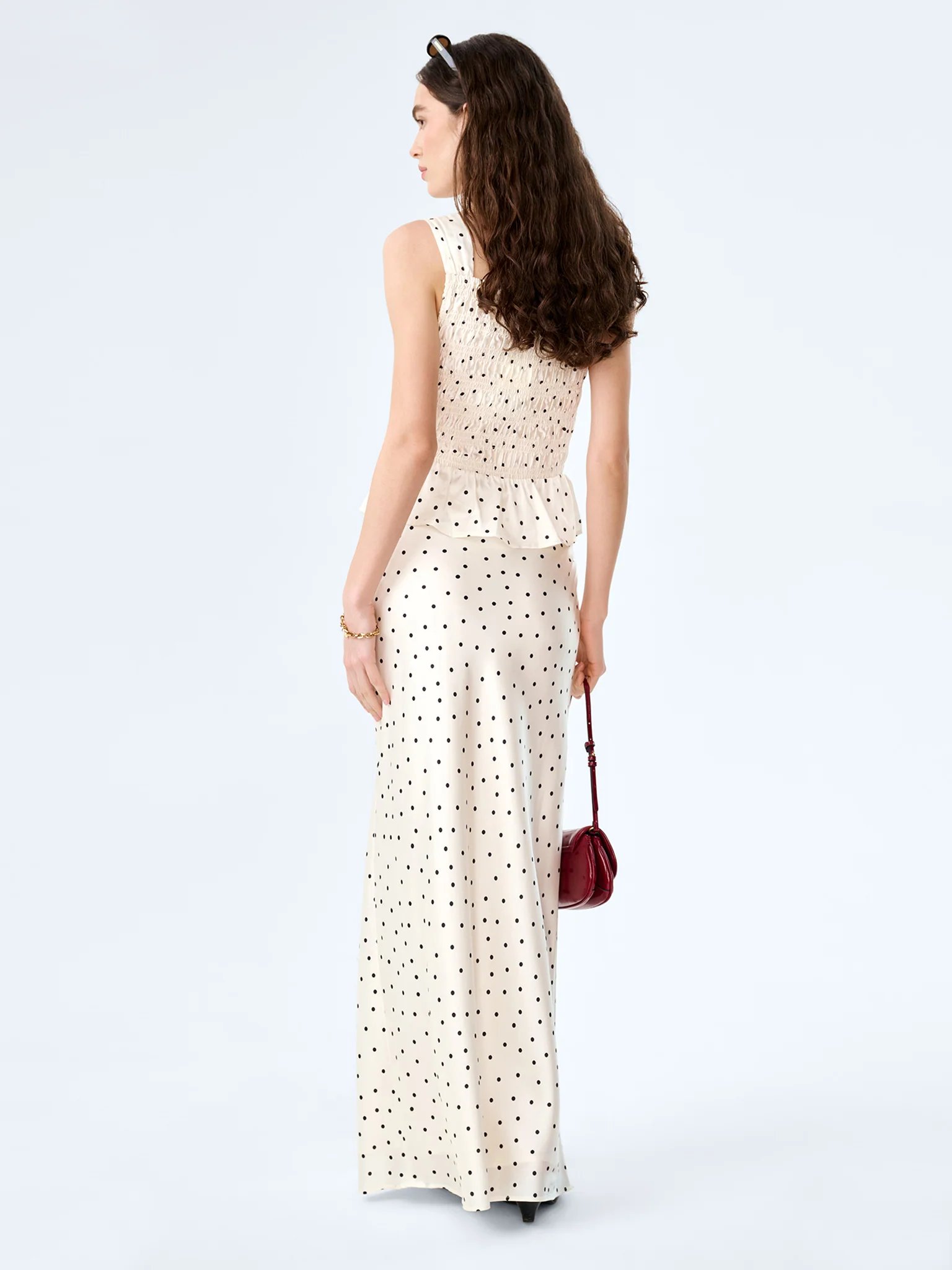 OMNES Monty Skirt in White Polka Dot - 4