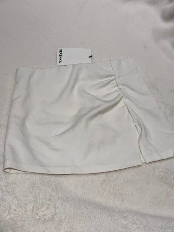Bershka White Ruched Bershka Skirt