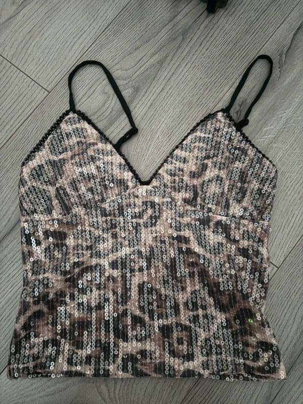 Bershka Leopard sequin top