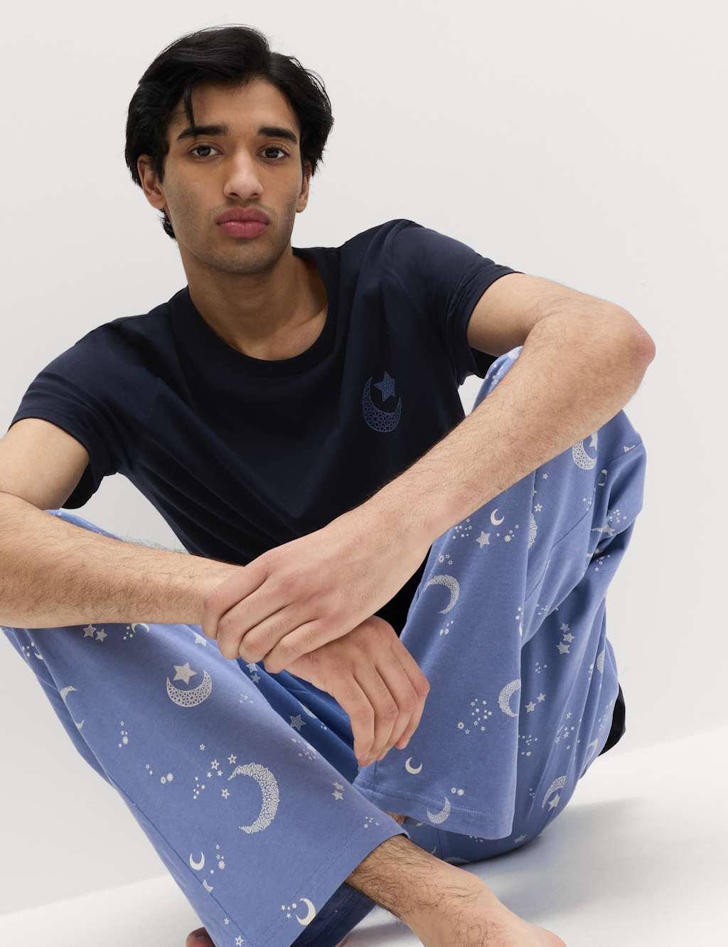 Marks & Spencer M&S Pure Cotton Eid Print Pyjama Set Navy Mix - 2