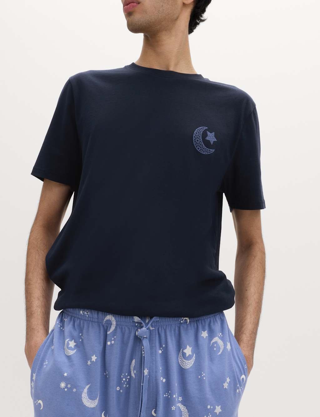 Marks & Spencer M&S Pure Cotton Eid Print Pyjama Set Navy Mix - 4