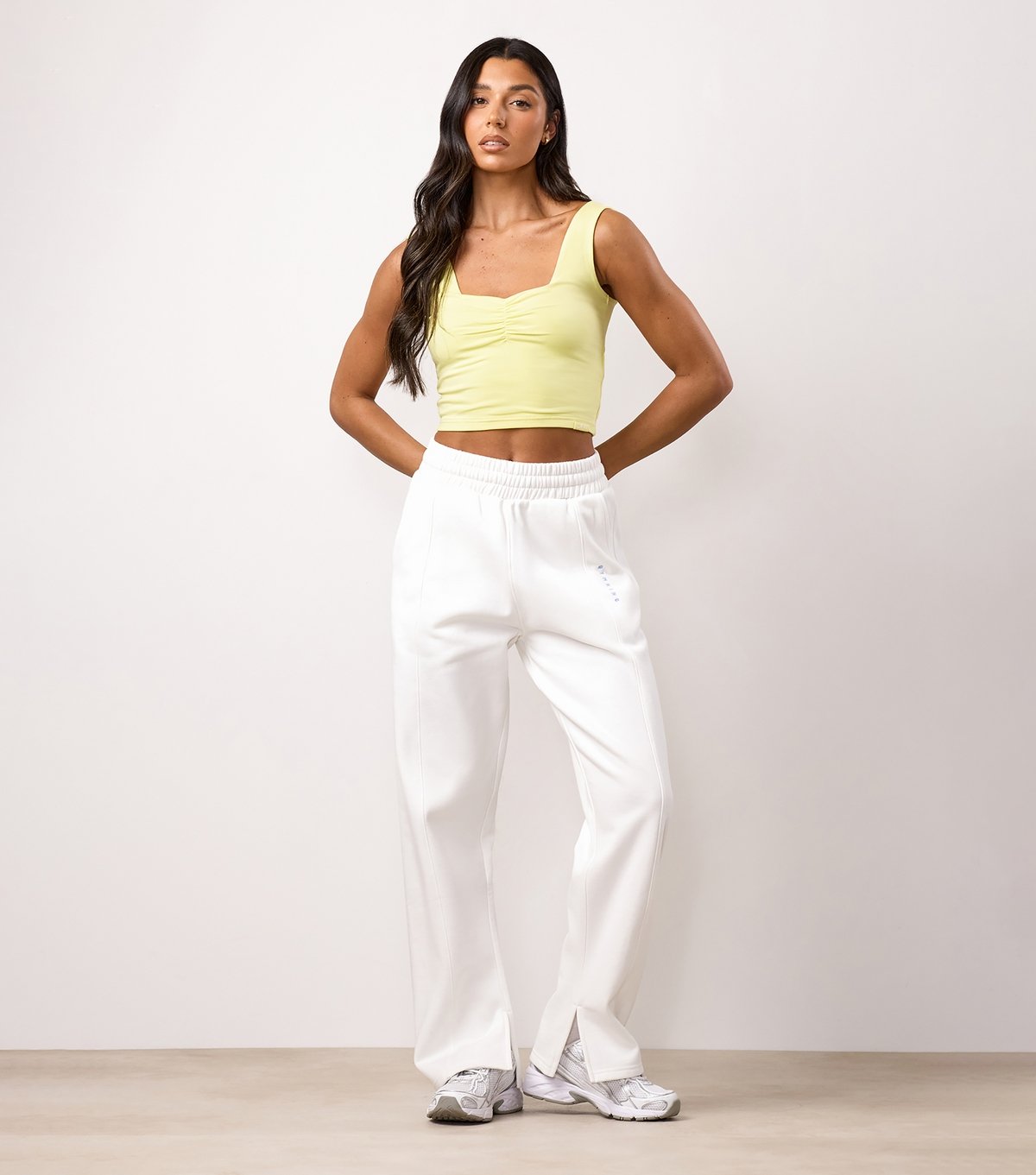 Gym King Women's Cream Shadow Logo Embroidered Straight Leg Joggers Gym King New Look - 2