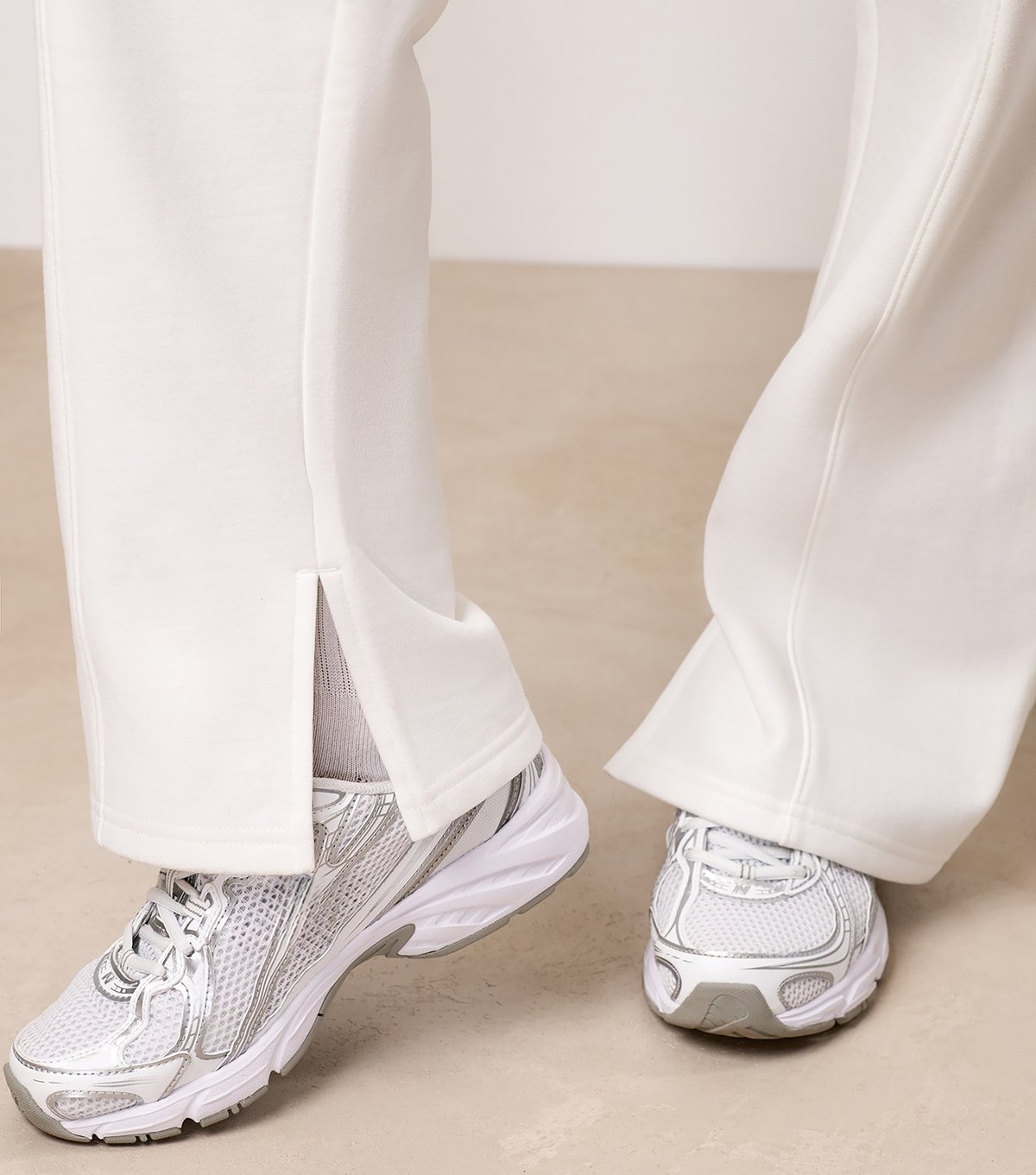 Gym King Women's Cream Shadow Logo Embroidered Straight Leg Joggers Gym King New Look - 4