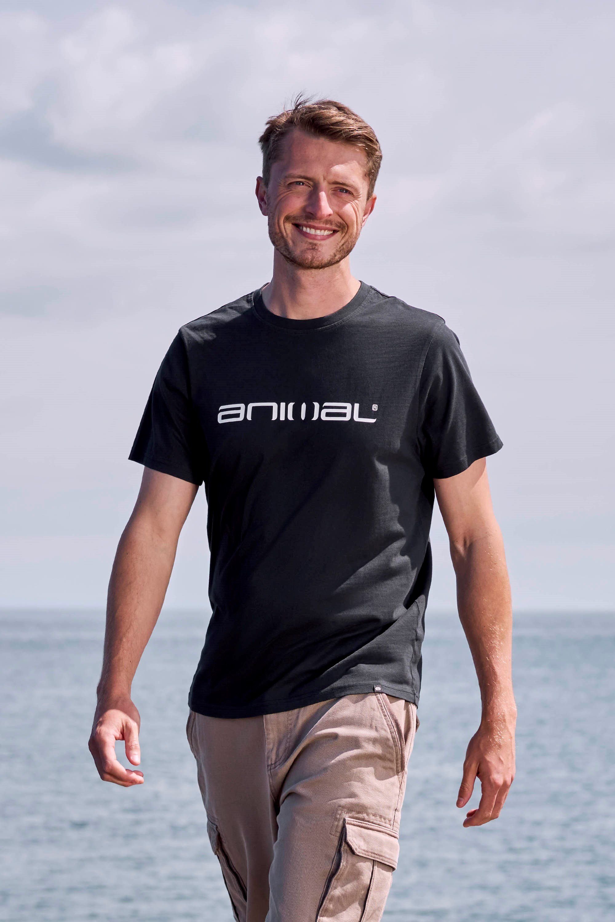 Animal Animal Men's 'Leon' Soft Lightweight Breathable Relaxed Fit Short Sleeve Cotton Tee in Black - 1