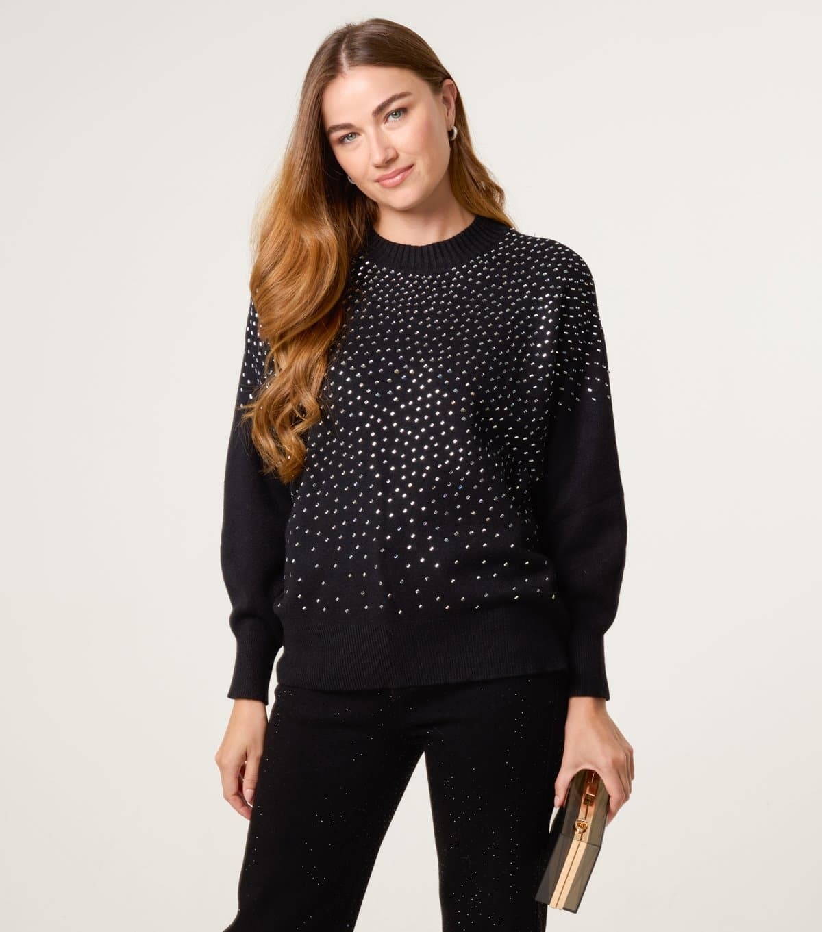 Blue Vanilla Women's Black Diamanté Embellished Jumper Blue Vanilla New Look