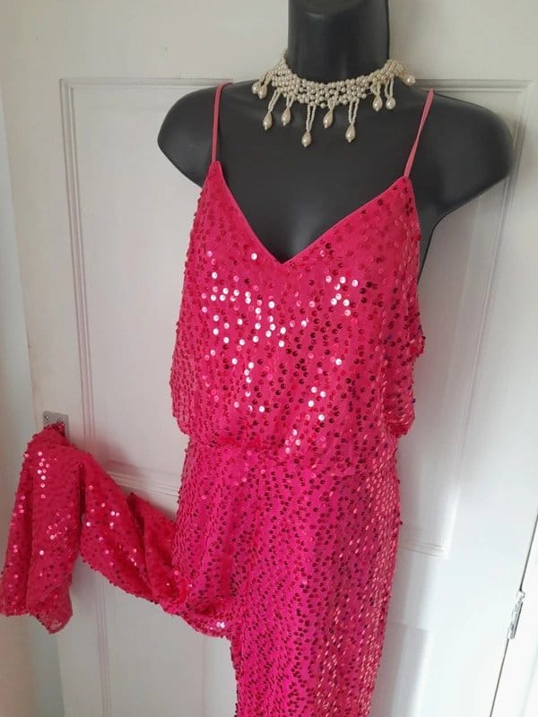Double Crazy Hot Pink Sequin Jumpsuit
