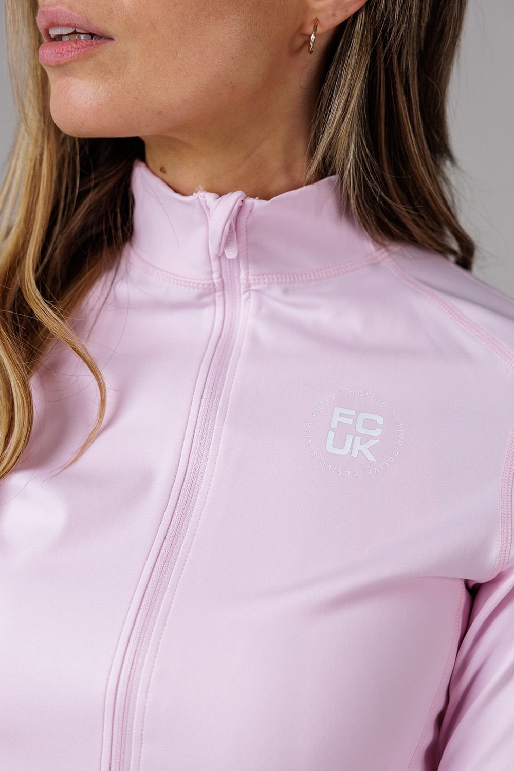 French Connection French Connection Women's Zip Up High Neck Slim Fit FCUK Sports Jacket in Pink - 4