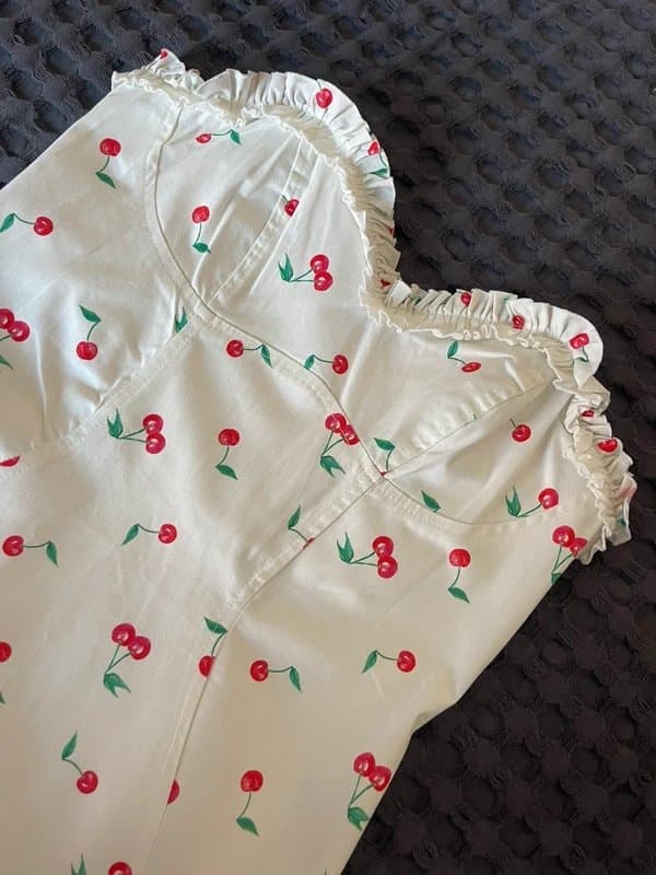 ASOS Design Cherry Print Corset Mini Dress