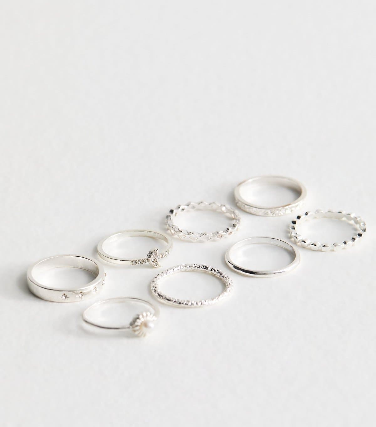 New Look Pack of 8 Silver Tone Celestial Rings New Look