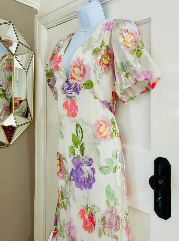 ASOS Ruffle frill floral maxi dress wedding special occasion party evening holiday 12