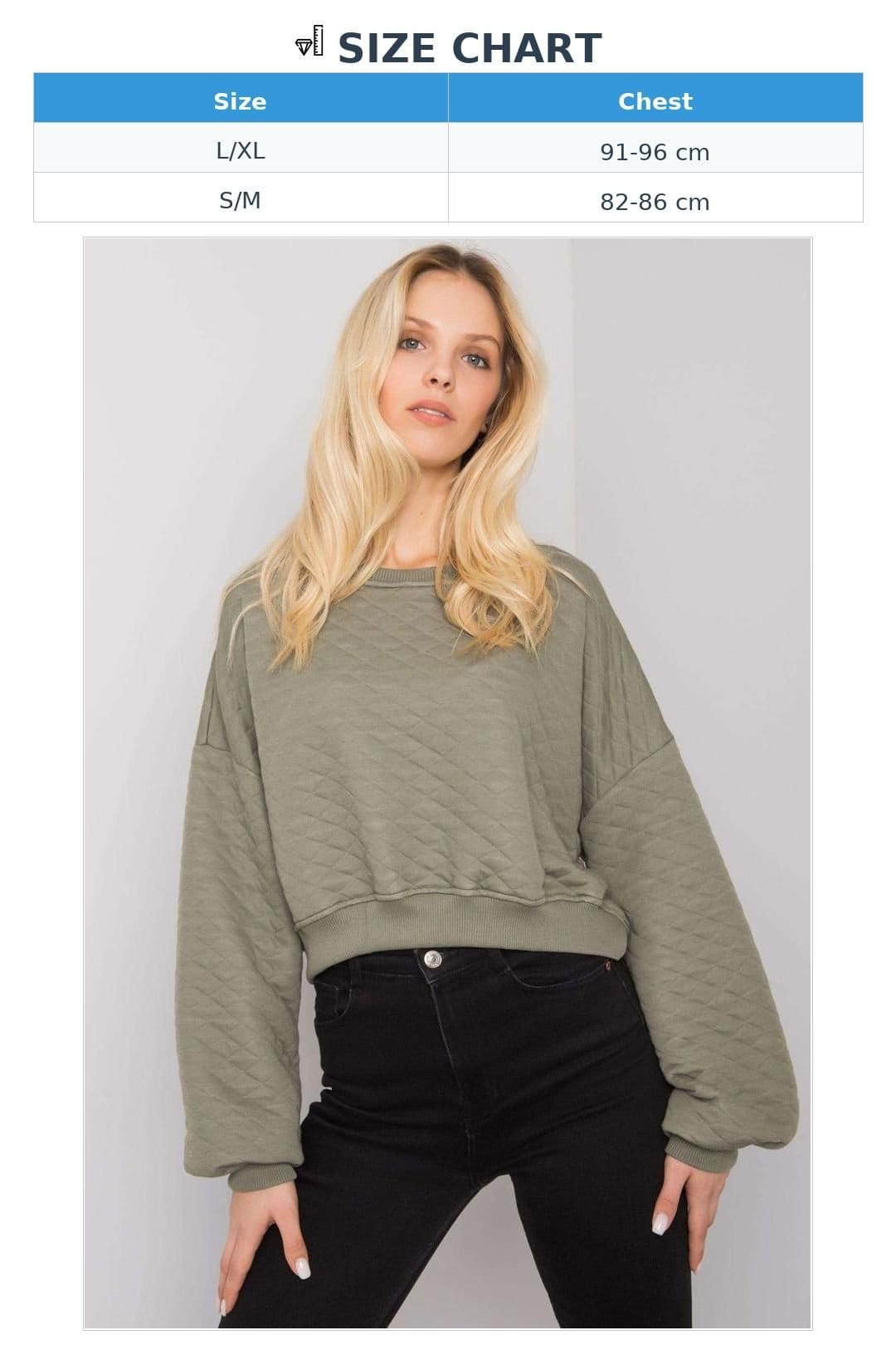 Love Lace Love Lace Women's Quilted Short Long Sleeve Sweatshirt Ribbed Hem in Green - 4