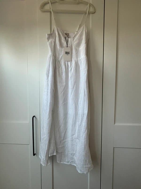Brave Soul White corset style midi dress with split