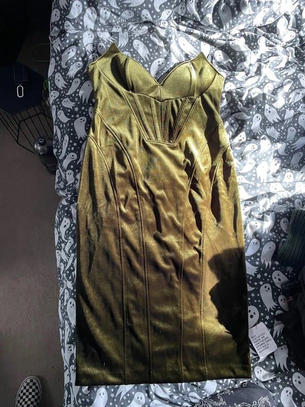 ASOS ASOS olive green velvet dress