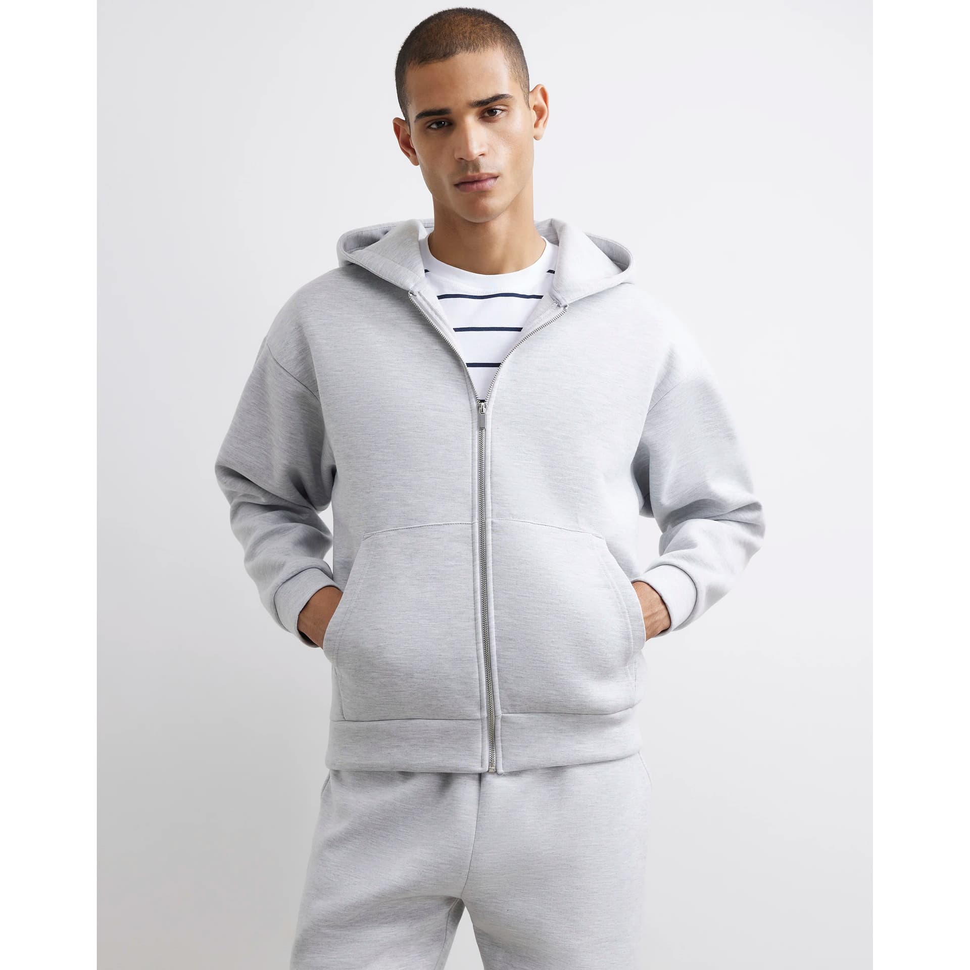 River Island River Island Womens Grey Oversized Fit Zip Through Hoodie