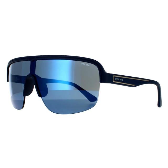Police Police Men's Semi Rimless Matte Midnight Blue Blue Mirrored 90041091 - 2