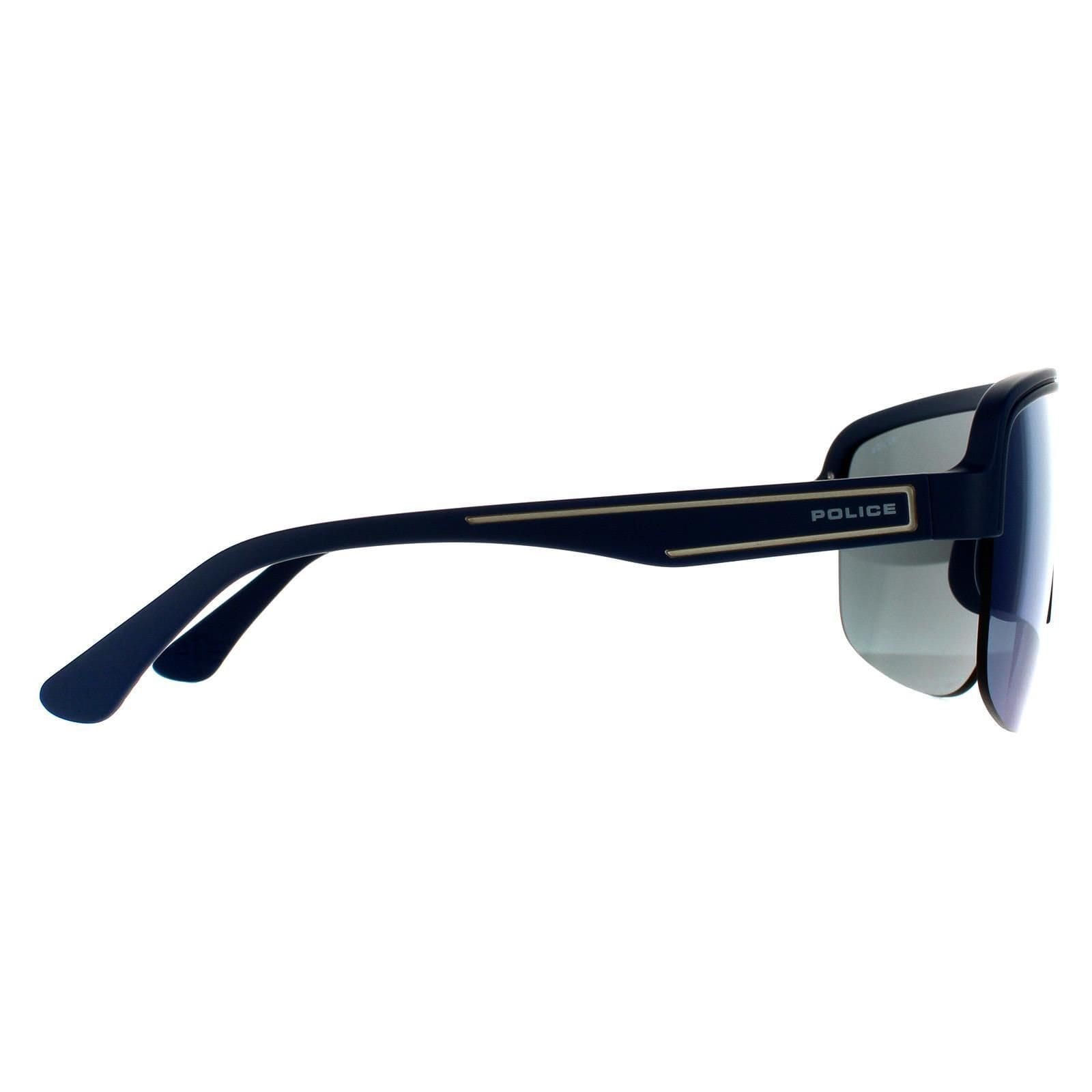 Police Police Men's Semi Rimless Matte Midnight Blue Blue Mirrored 90041091 - 4