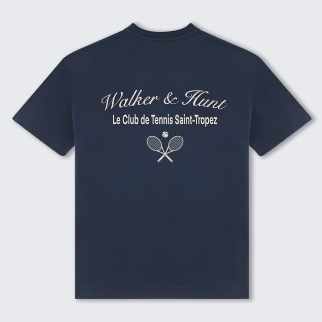 Walker & Hunt Walker & Hunt Men's St Tropez Tennis Club Tee in Navy - 2