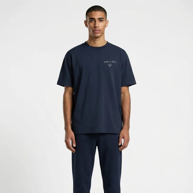 Walker & Hunt Walker & Hunt Men's St Tropez Tennis Club Tee in Navy - 3