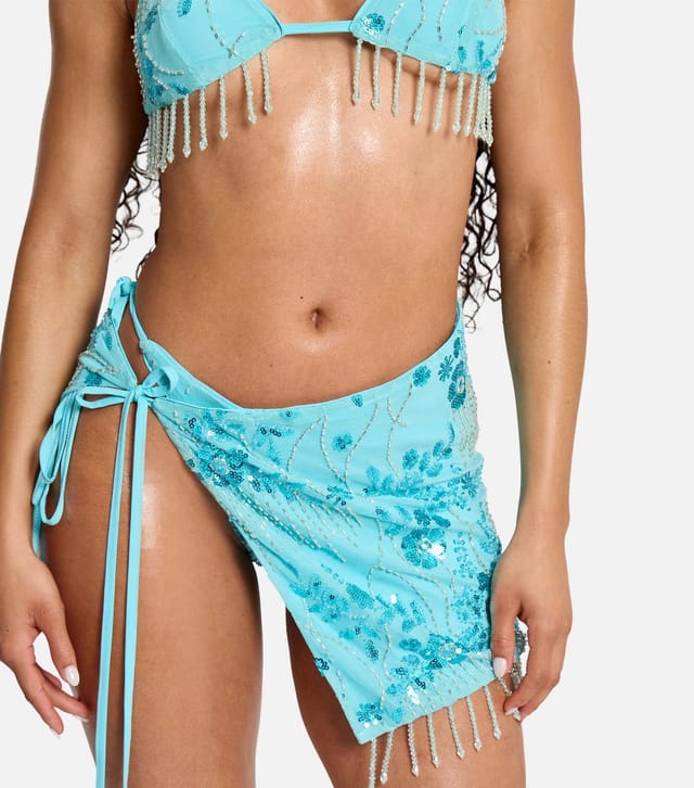 Public Desire Women's Light Blue Beaded Beach Cover Up Public Desire New Look - 2