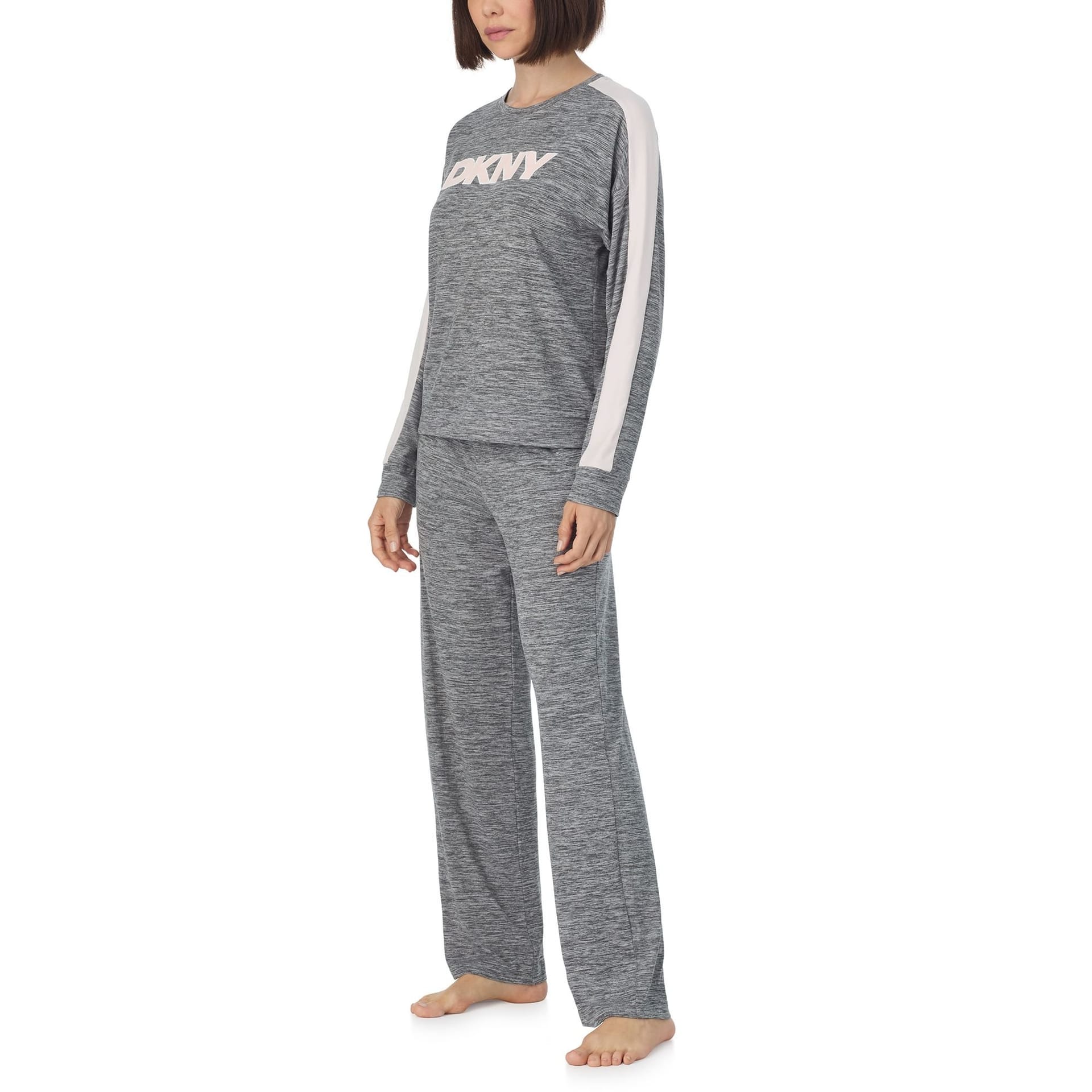 DKNY DKNY Women's Long sleeve top & pant lounge set in iron gate cationic in Grey - 4