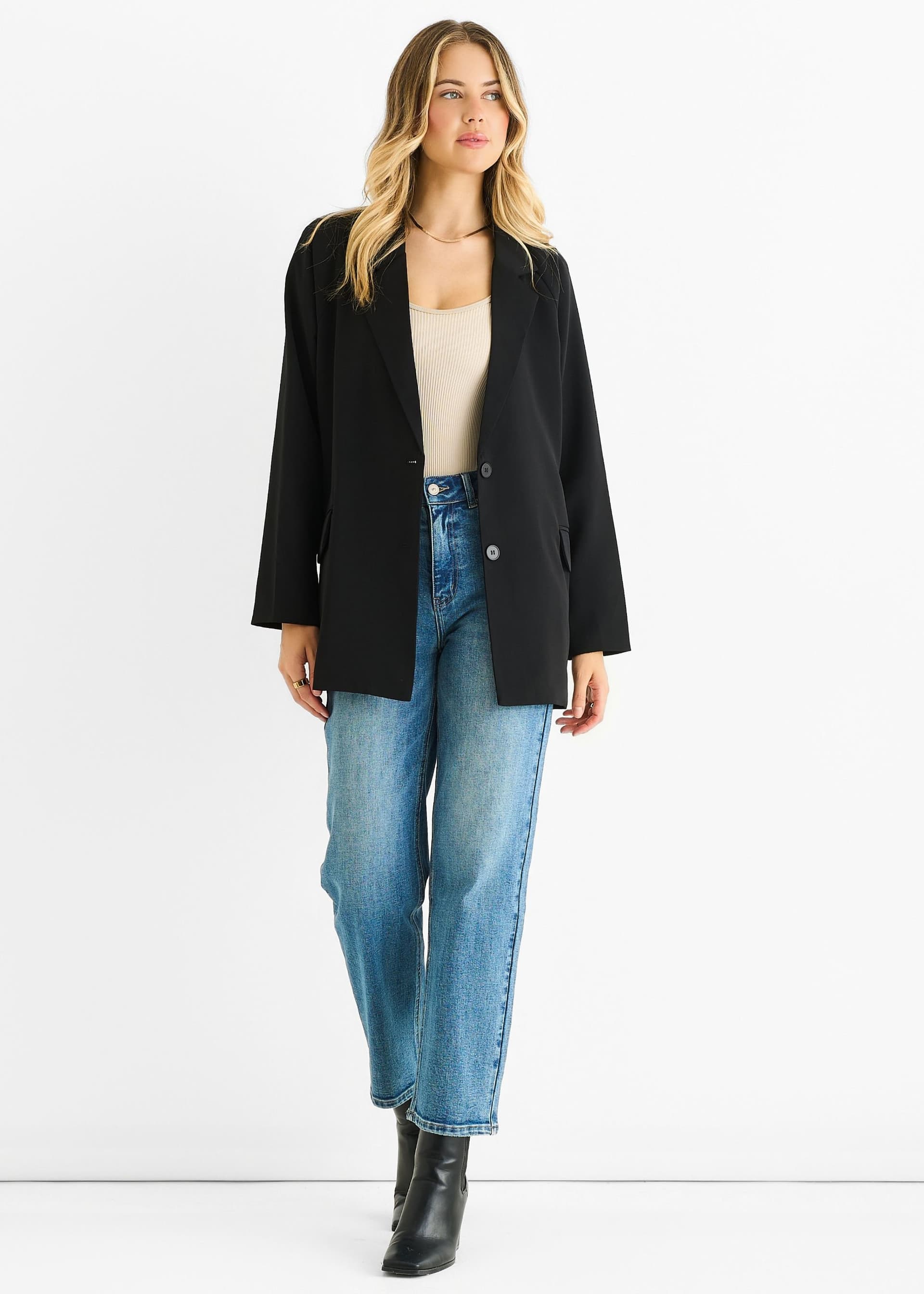 Gini London Gini London Black Tailoring Oversized Draped Blazer