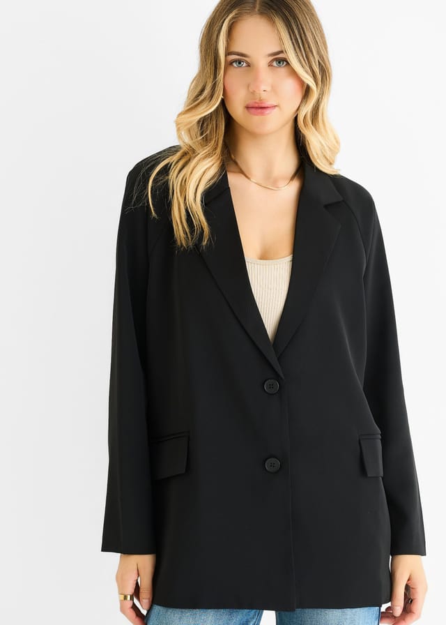 Gini London Gini London Women's Black Tailoring Oversized Draped Blazer - 2