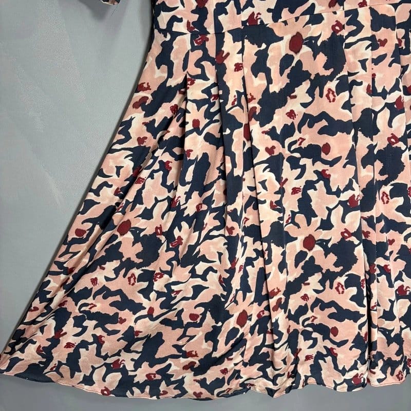 Jigsaw Jigsaw Multicoloured Navy Pink 100% Silk Dress Size UK 12 Fit & Flare - FLAWED - 1