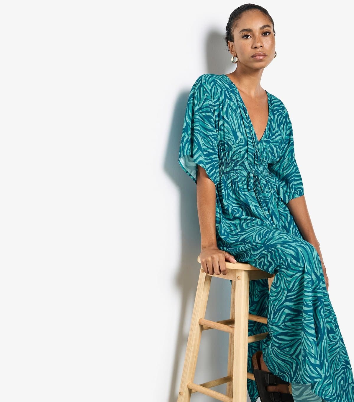 Apricot Women's Blue Zebra Print Kimono Dress Apricot New Look
