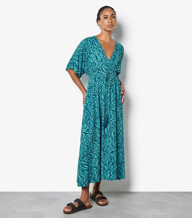 Apricot Women's Blue Zebra Print Kimono Dress Apricot New Look - 2