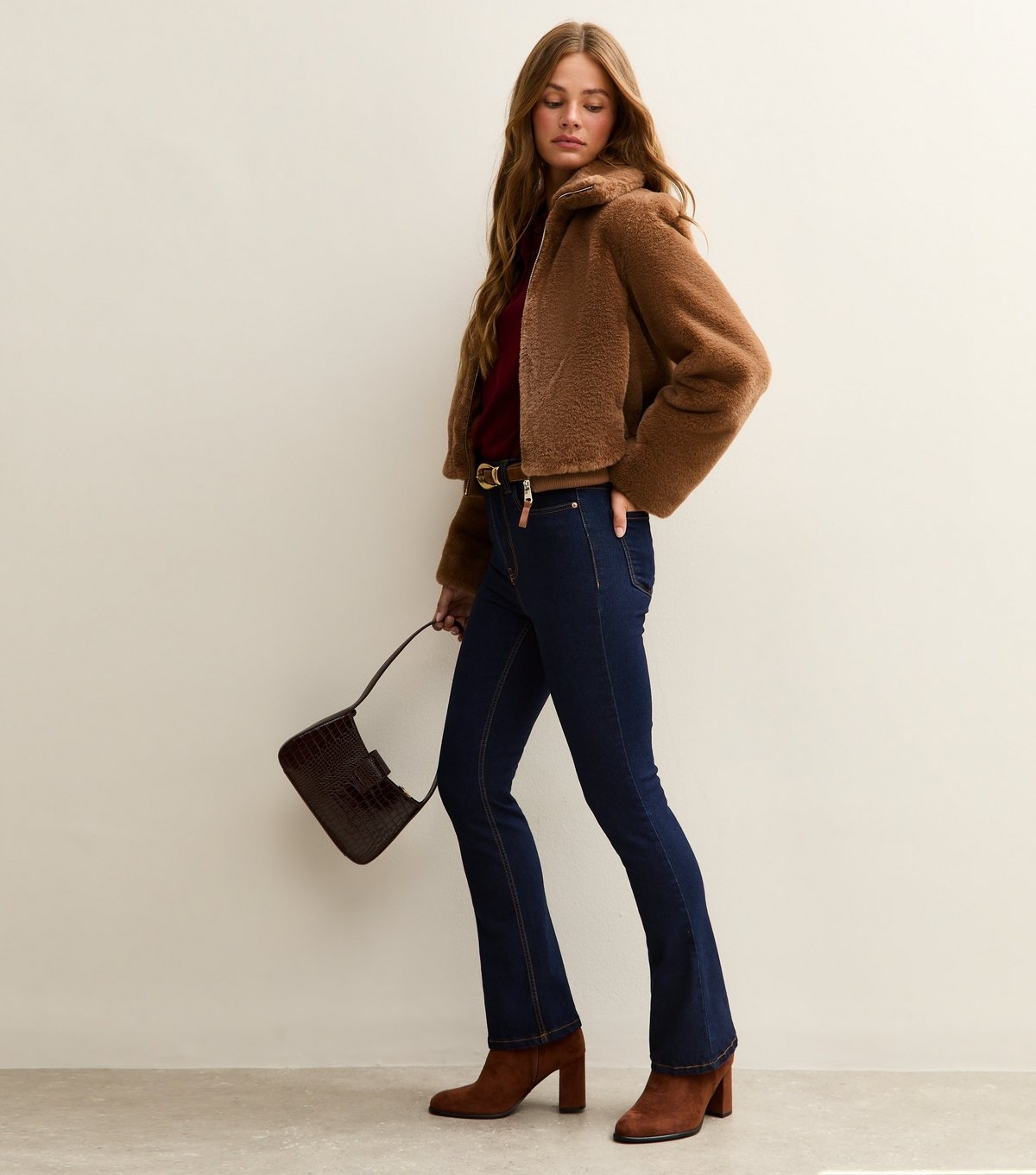 New Look Women's Tan Faux Fur Bomber Jacket New Look - 2