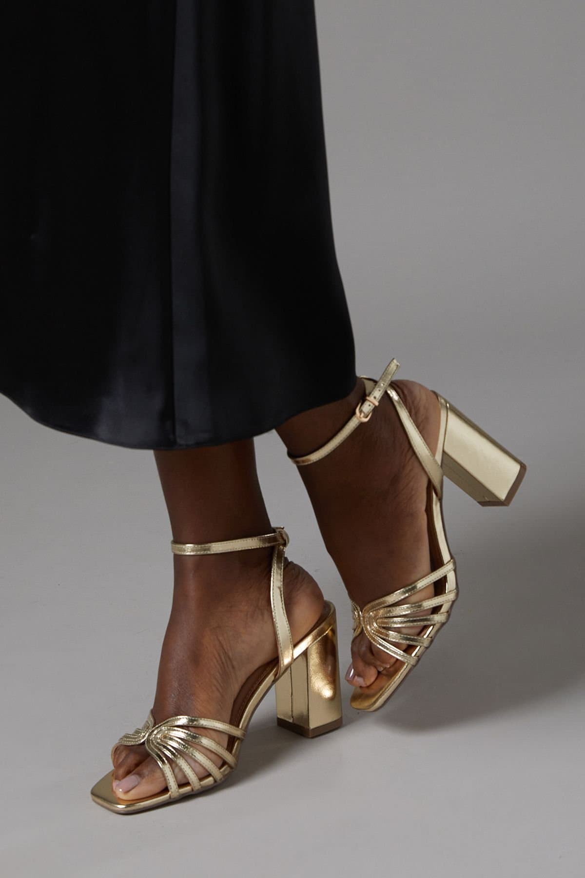 Coast Coast Gold Faux Leather Lattice Sandals