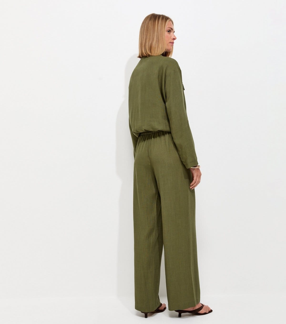 New Look Women's Dark Khaki Woven Wide Leg Trousers New Look - 4