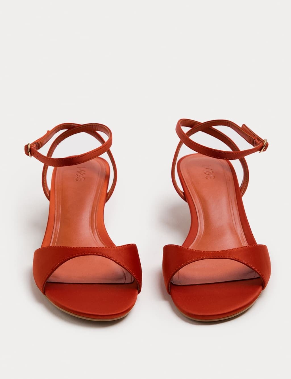 Marks & Spencer M&S Orange Satin Kitten Heel Sandals
