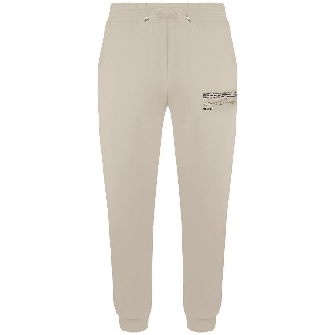 Criminal Damage Criminal Damage Men's Legacy Stretch Waist Sand Cotton Track Pants SAND in Beige - 1