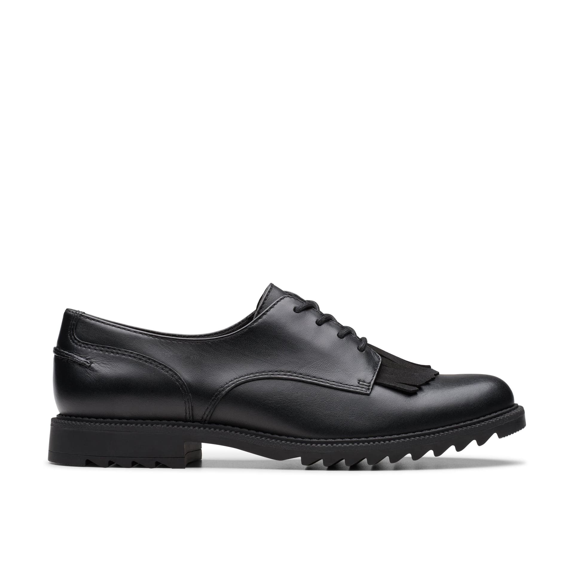 Clarks Clarks Women's Griffin Mabel 2 Black Leather Derby Shoes, Lace Up