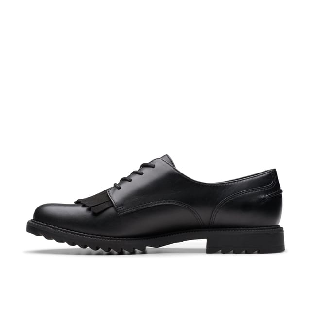 Clarks Clarks Women's Griffin Mabel 2 Black Leather Derby Shoes, Lace Up - 2