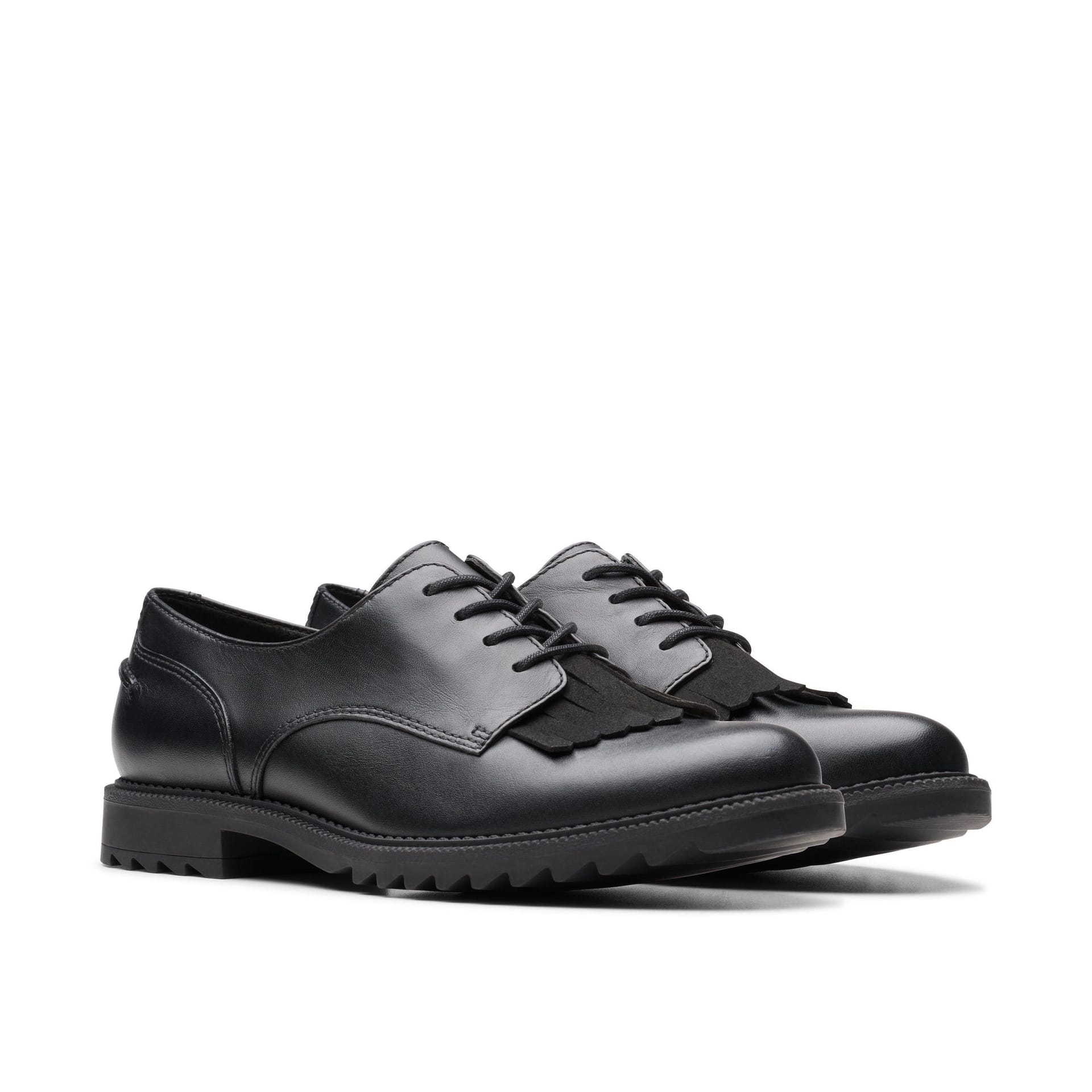 Clarks Clarks Women's Griffin Mabel 2 Black Leather Derby Shoes, Lace Up - 4