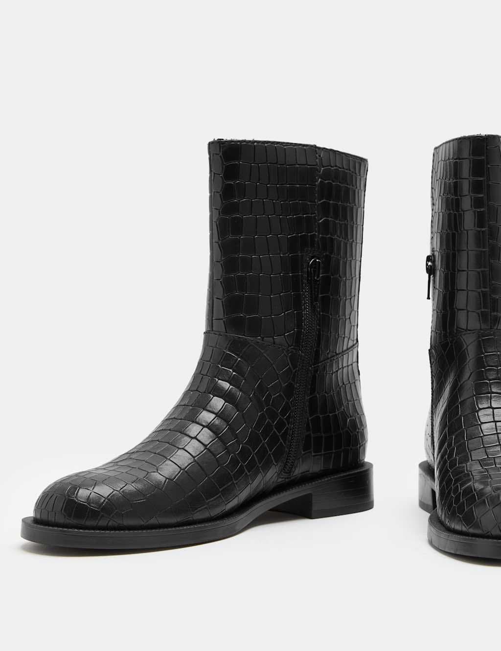Marks & Spencer M&S Leather Block Heel Boots Black
