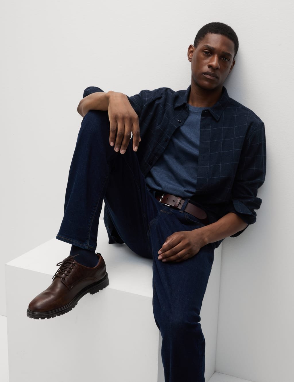 Marks & Spencer M&S Regular Fit Pure Cotton Crew Neck T-Shirt Denim - 3