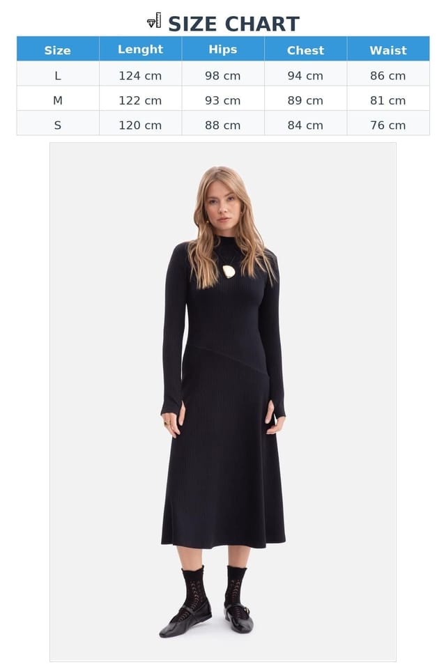 Love Lace Love Lace Women's Ribbed Midi Bodycon Dress with Stand Collar in Black - 3