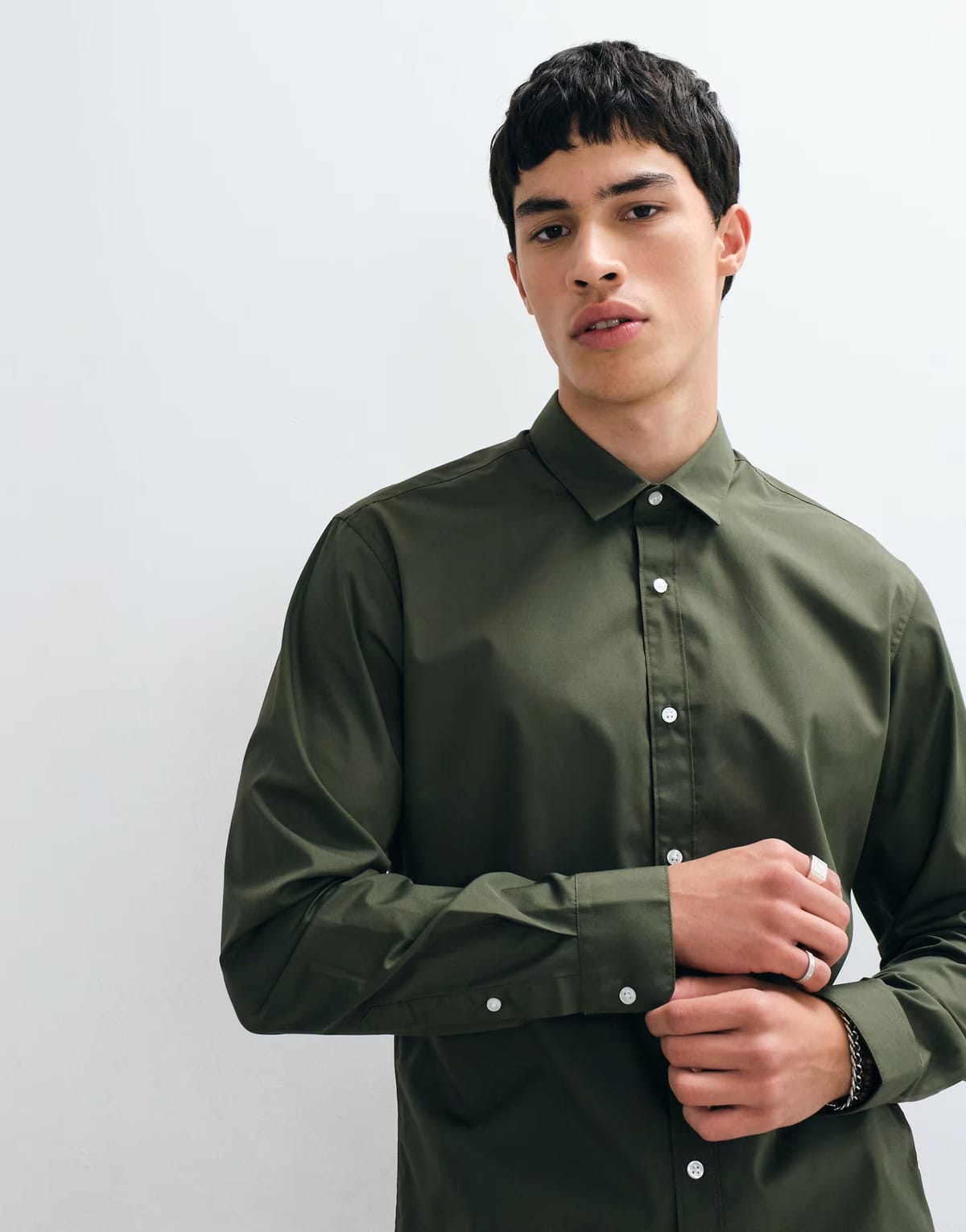 ASOS Jack & Jones slim fit smart shirt in olive green - 1