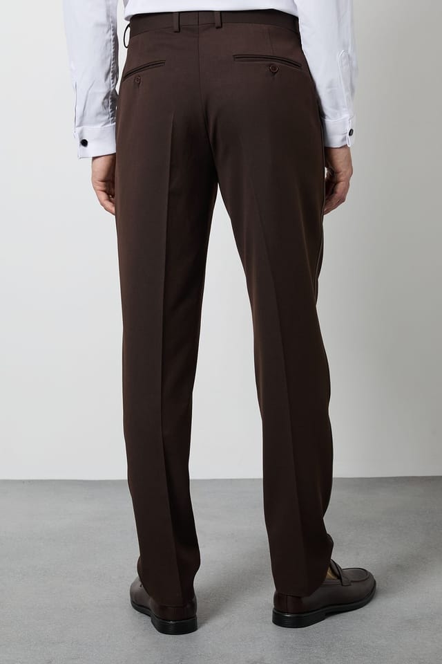 Burton Burton Men's Chocolate Satin Tape Slim Fit Tuxedo Trouser - 3