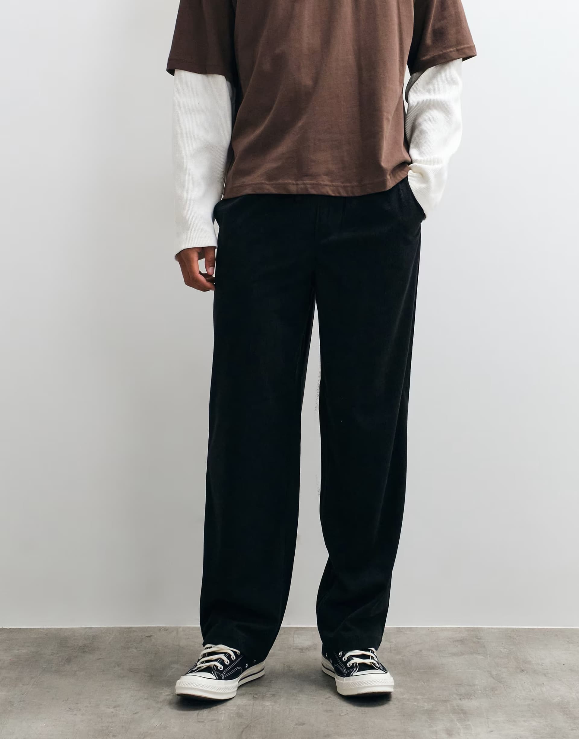 ASOS ONLY & SONS Fade loose fit cord trouser in black