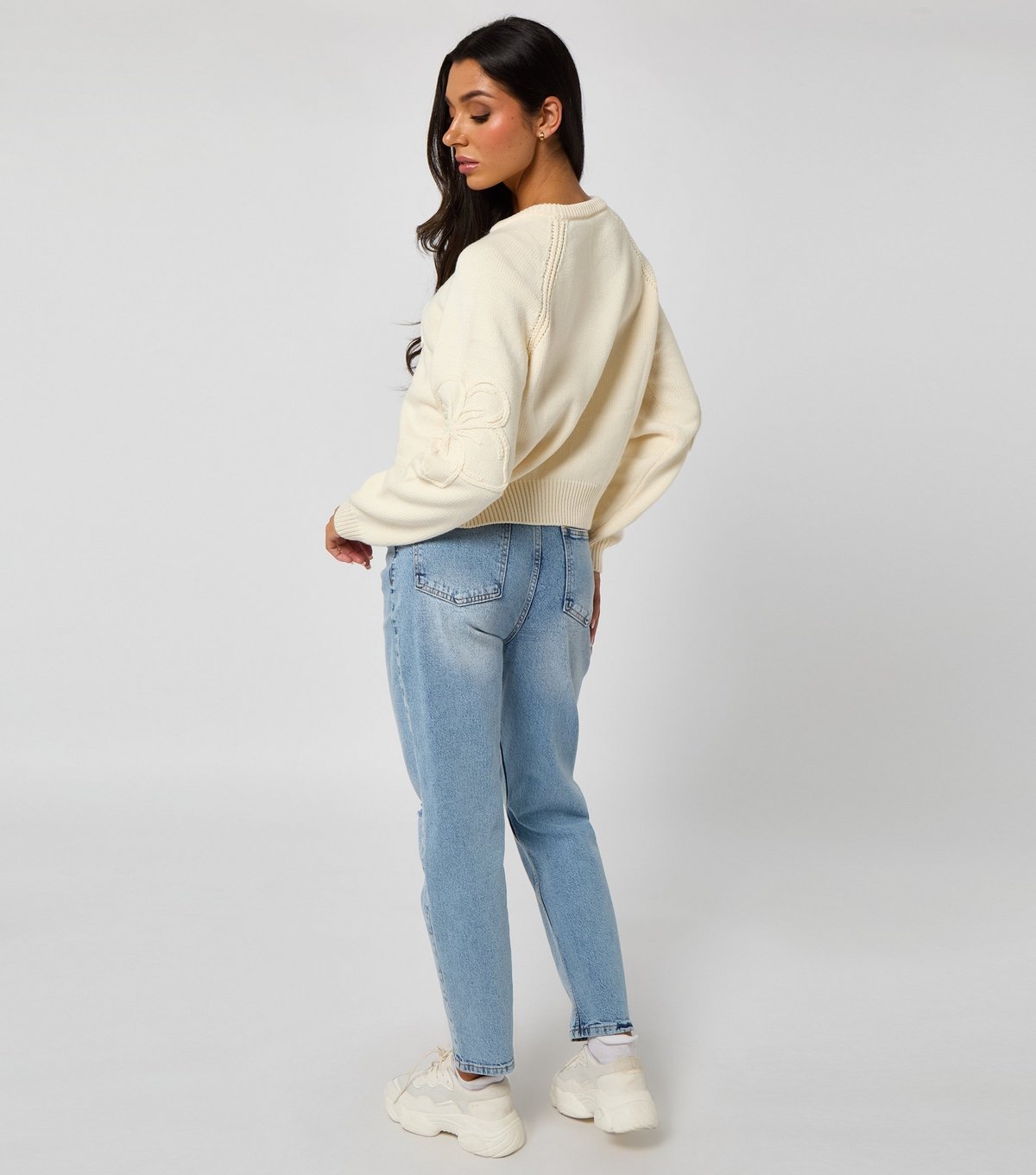 Urban Bliss Women's Cream Crochet Embroidered Raglan Jumper Urban Bliss New Look - 4