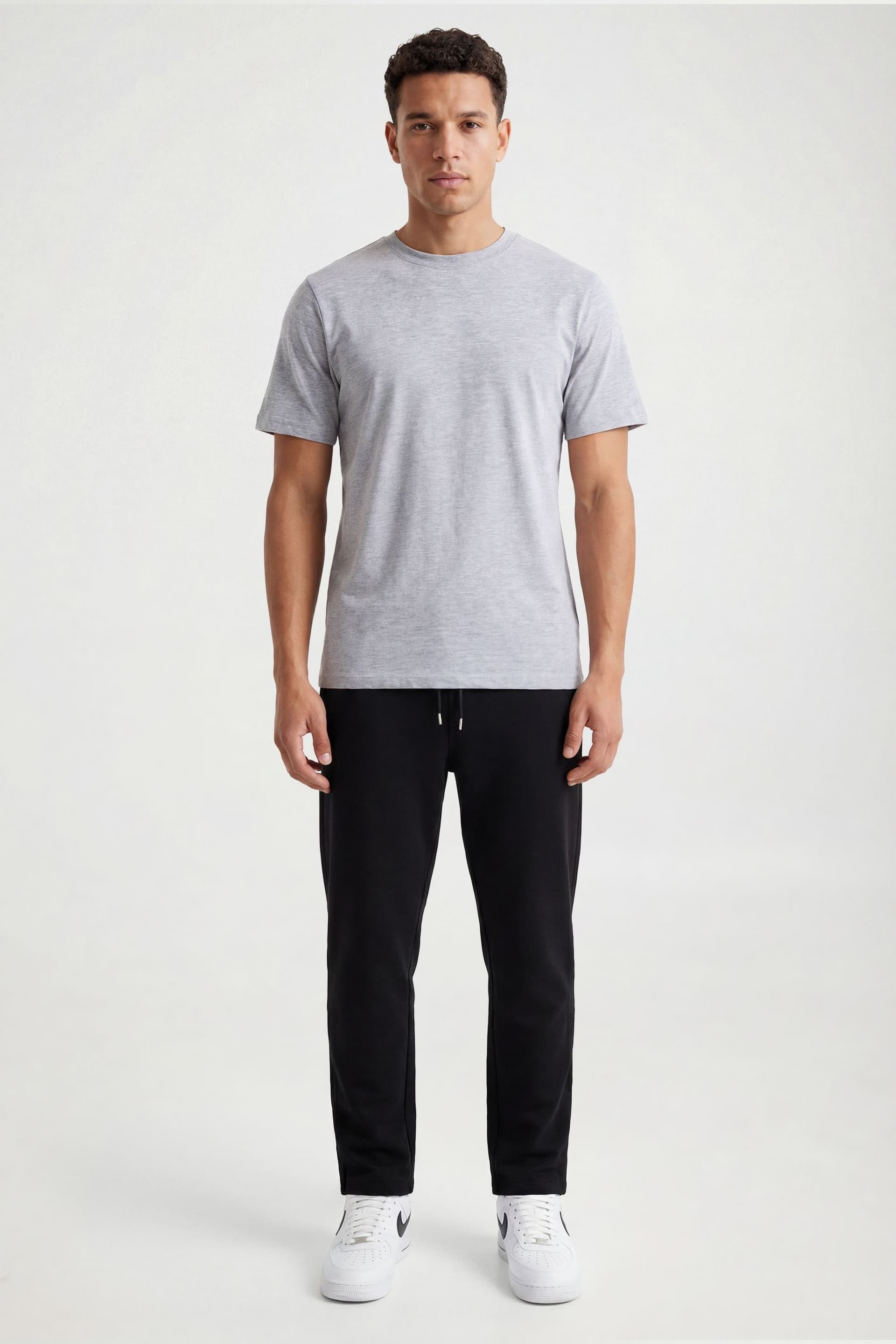 CICAY CICAY Men's Open Hem Drawstring Joggers - Cotton Blend Straight Leg in Black