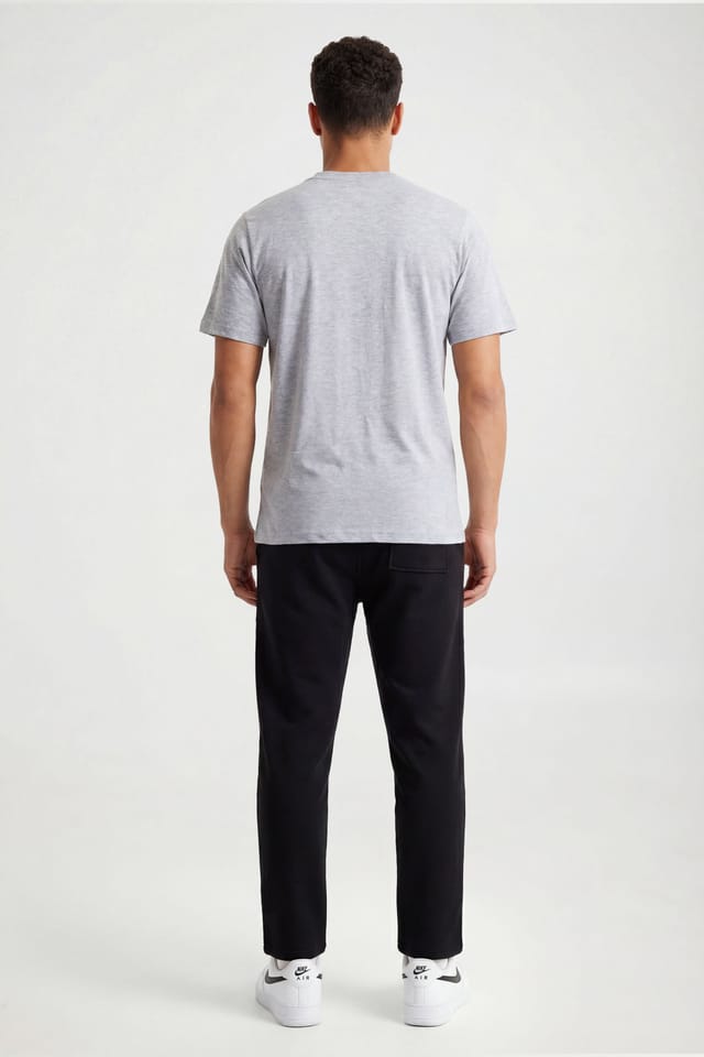 CICAY CICAY Men's Open Hem Drawstring Joggers - Cotton Blend Straight Leg in Black - 3