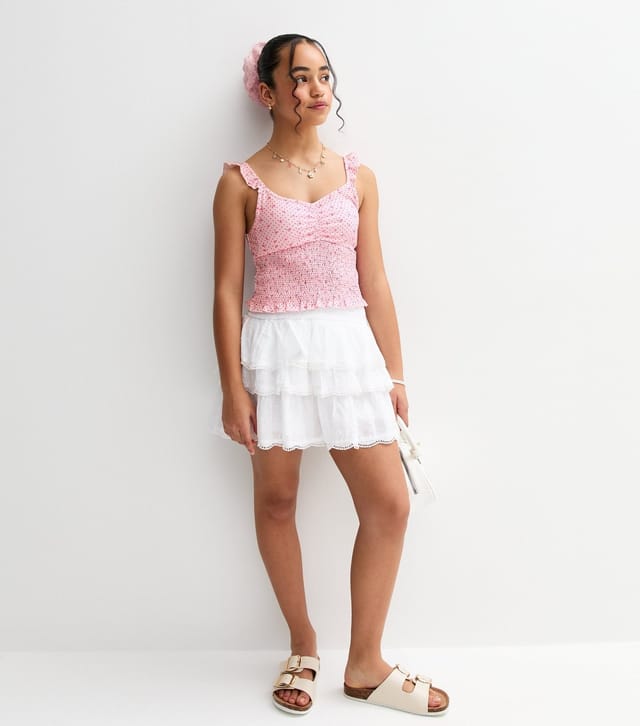 New Look Girls' Pink Floral Print Shirred Cami Top New Look - 3