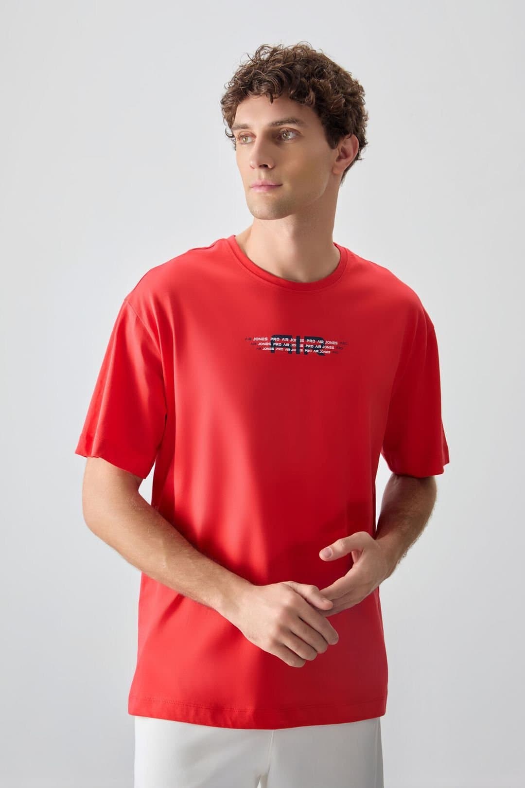 Tommy Life Tommy Life Men's Oversized Cotton Logo T-Shirt in Red